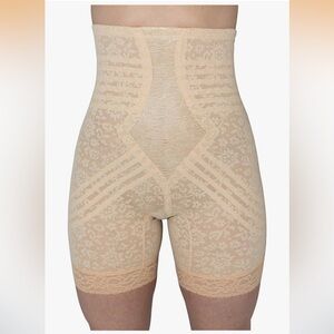 RAGO beige lace Extra Firm No Roll High Waist style 6207 thigh shapewear NWT